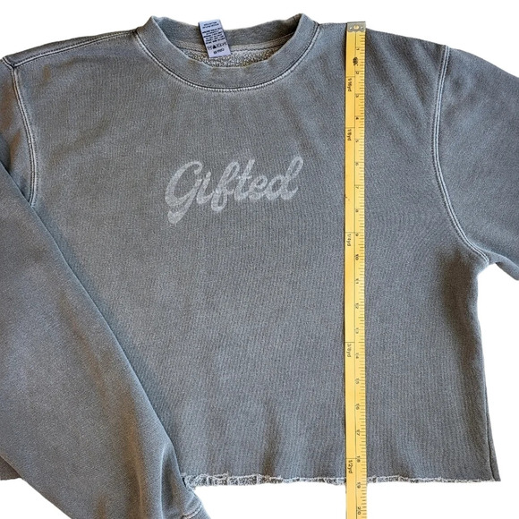 Girls Supporting Girls Gifted Cropped Collegiate Pullover Sweatshirt Top - Picture 9 of 10